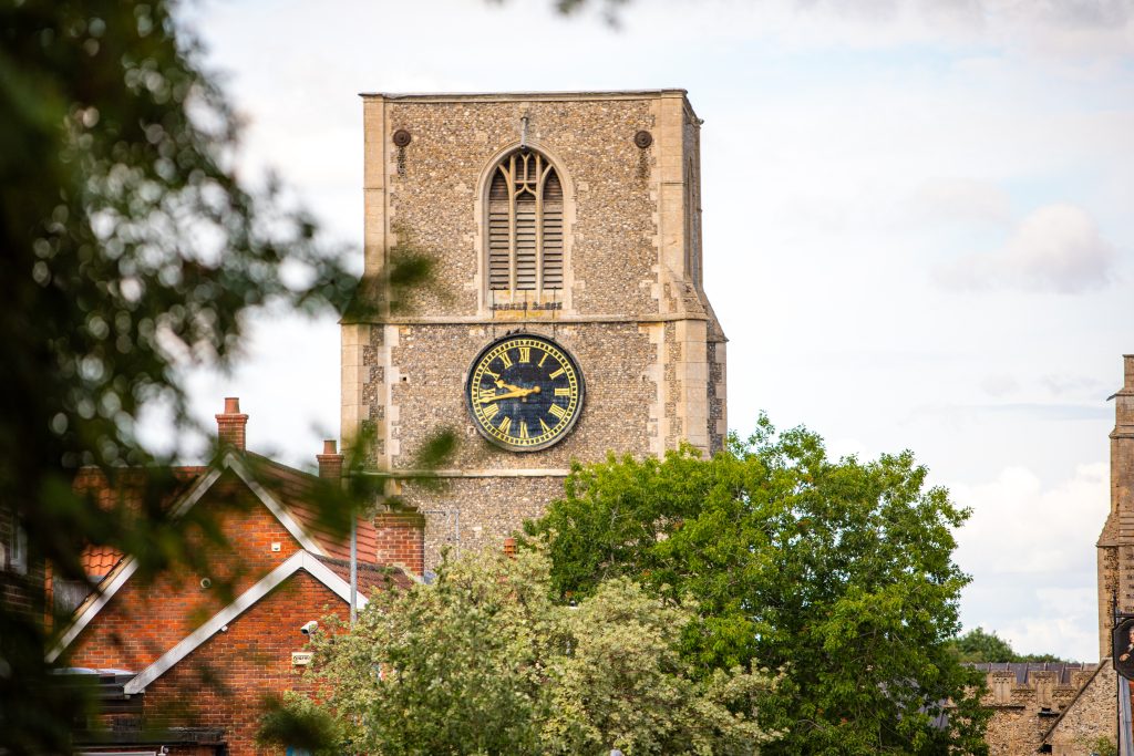 A church building in a Norfolk market town